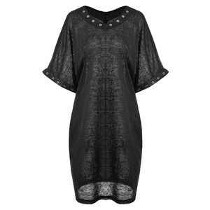 Plus Size Metal Eyelet Goth Punk T-Shirt Dress